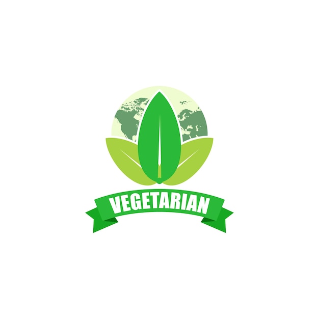 logotipo vegetariano con icono de hoja. logotipo vegano