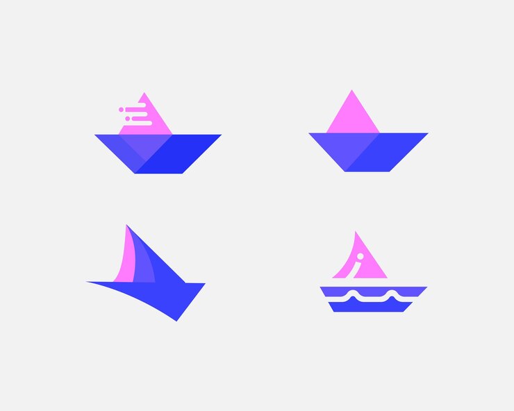 El logotipo de la vela de barco de tecnología moderna
