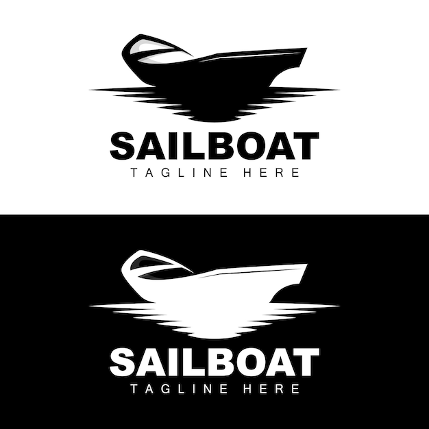 Logotipo de velero Barco asiático tradicional Vector Lago Océano Icono Diseño Barco de pesca