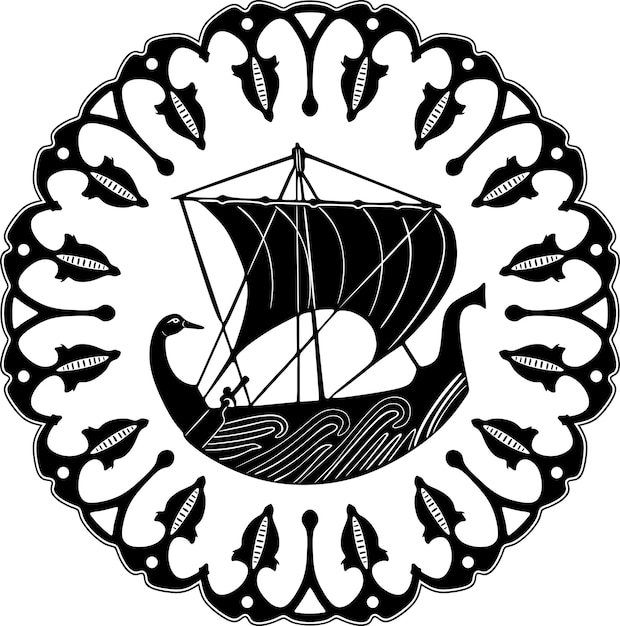 Logotipo de velero nr 1 con marco floral silueta hecha a mano modelo 21