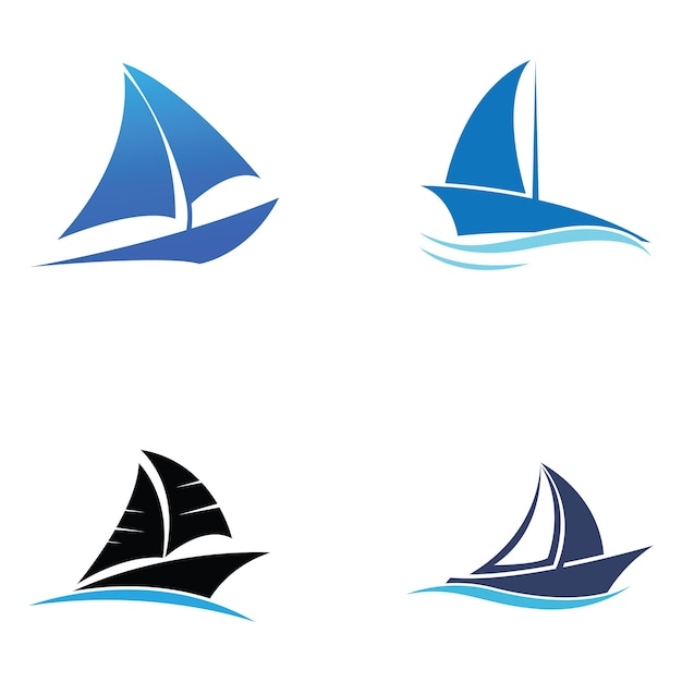 Logotipo de velero o velero con olas de olas usando la plantilla de ilustración vectorial del concepto de diseño de icono de logotipo