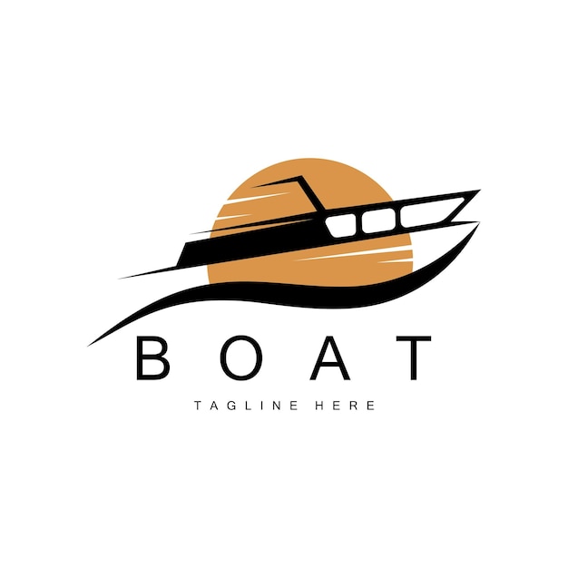 El logotipo del velero de olas marinas y el árbol de coco en la playa para la insignia de la empresa vector