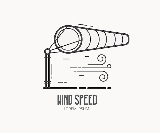Logotipo de velocidad del viento con manga de viento