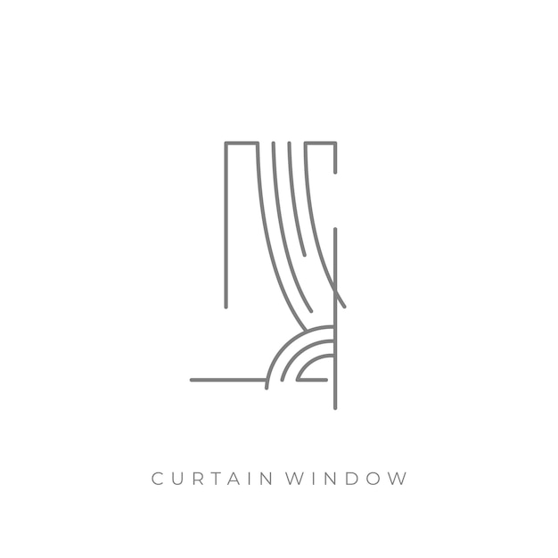 Logotipo de ventana de cortina de contorno minimalista