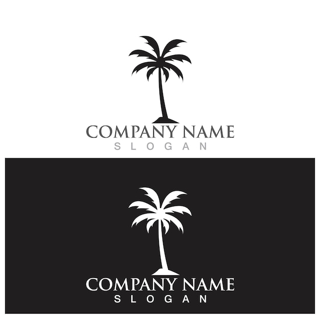 Logotipo de verano de palmera y plantilla vectorial