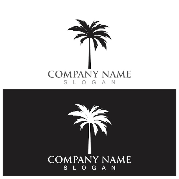 Logotipo de verano de palmera y plantilla vectorial