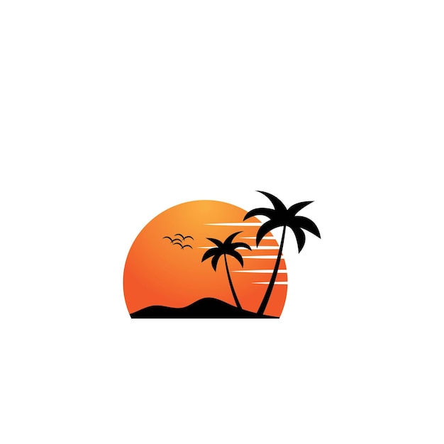 Logotipo de verano de palmera y plantilla vectorial