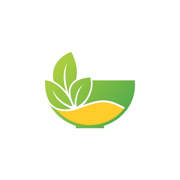 un logotipo verde y amarillo de una planta y una hoja amarilla y verde
