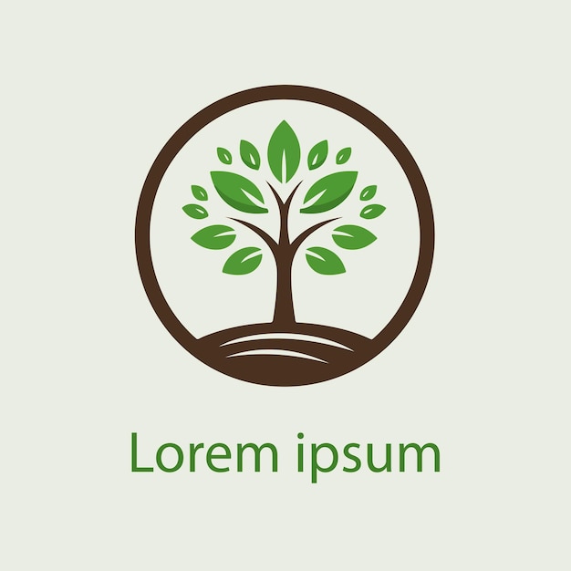 un logotipo verde con un árbol en el medio