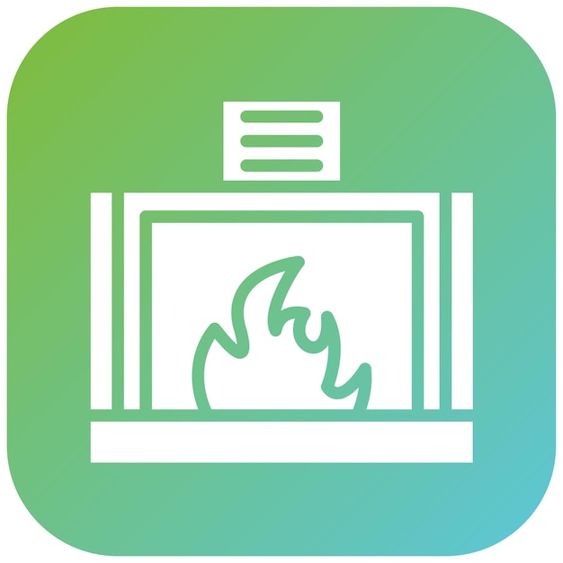 un logotipo verde y azul con un fuego en él