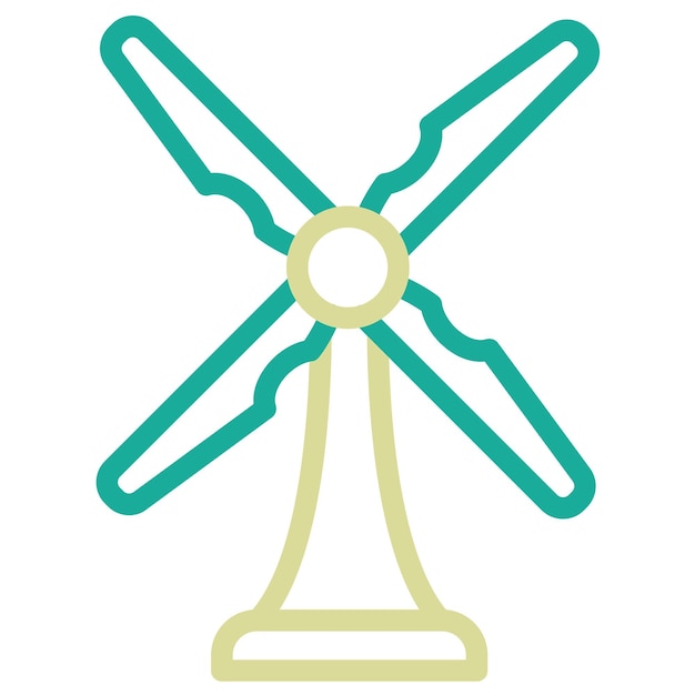 un logotipo verde y azul con un molino de viento en el centro