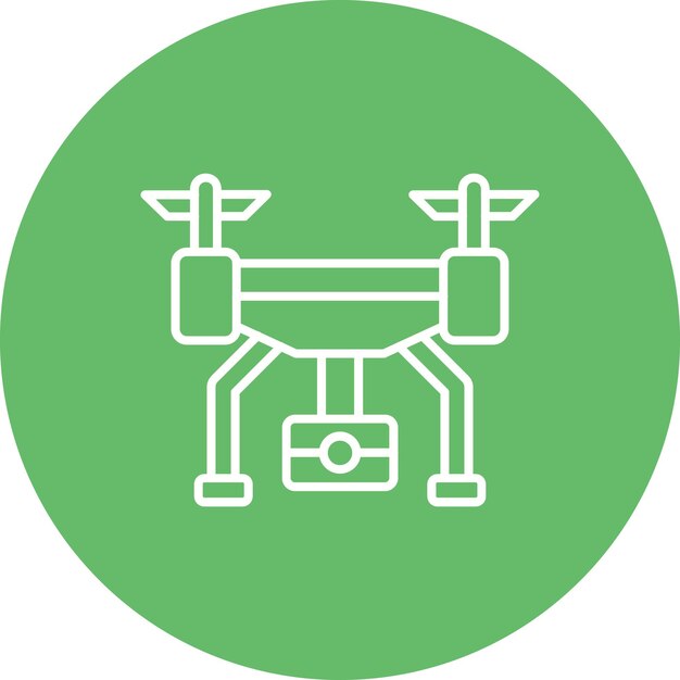 un logotipo verde y blanco con un dron en él