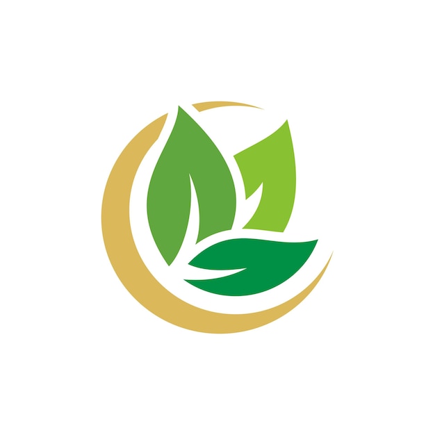 un logotipo verde y dorado con una hoja verde y una hoja verde