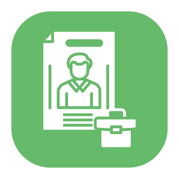 un logotipo verde con un hombre en un traje delante de él