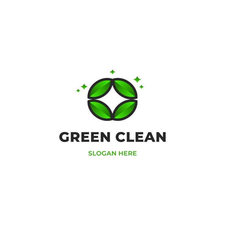 Vector logotipo verde limpio naturaleza concepto de logotipo limpio