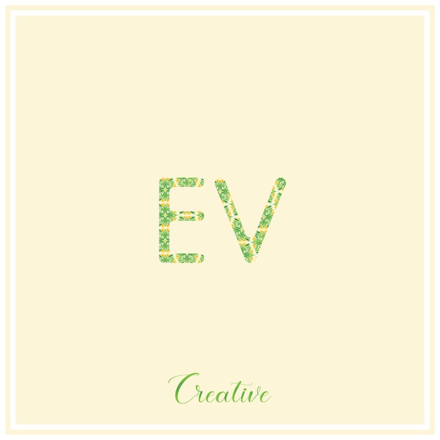 El logotipo verde natural de EV el diseño posterior del logotipo la ilustración vectorial el logotipo creativo el monograma del logotipo mínimo