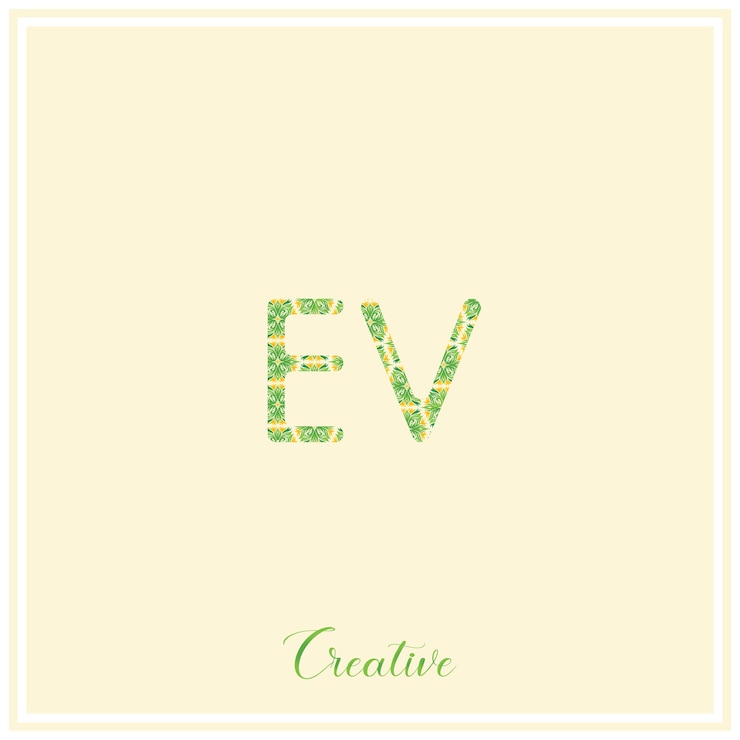 Vector el logotipo verde natural de ev el diseño posterior del logotipo la ilustración vectorial el logotipo creativo el monograma del logotipo mínimo