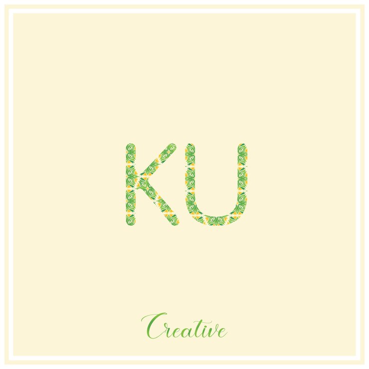 Vector logotipo verde natural de ku diseño de logotipo posterior ilustración vectorial logotipo creativo monograma de logotipo mínimo
