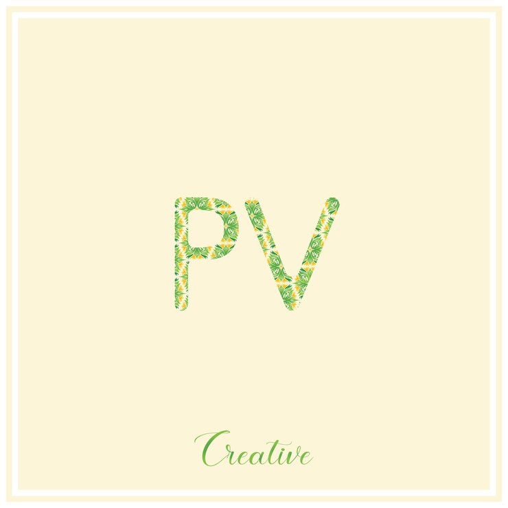 Vector logotipo verde natural pv último diseño del logotipo ilustración vectorial logotipo creativo logotipo mínimo monograma