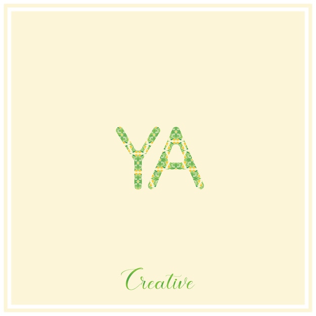 Logotipo verde natural de YA Diseño posterior del logotipo Ilustración vectorial Logotipo creativo Logotipo mínimo Monograma