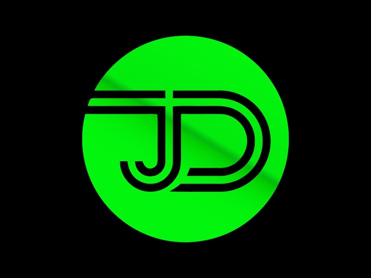un logotipo verde y negro con las letras j y d
