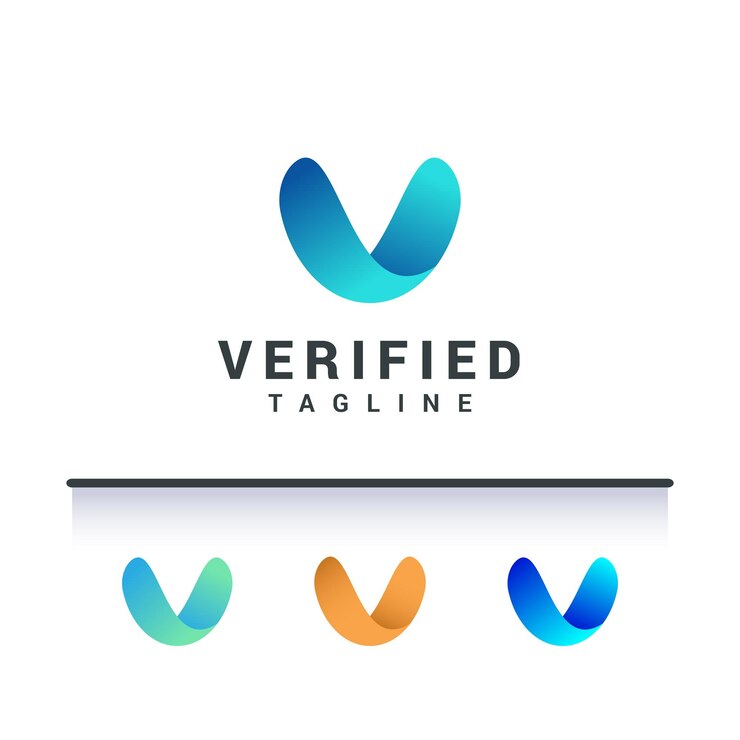 Vector logotipo verificado de la letra v