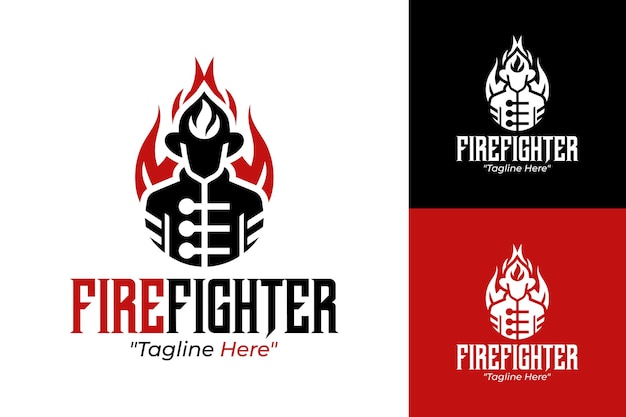 Logotipo versátil de bomberos para la marca con diseño rojo y negro audaz