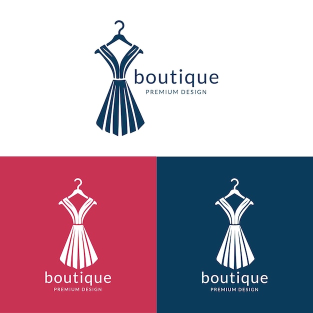 Logotipo de vestido de boutique elegante para las marcas de moda