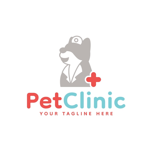 El logotipo veterinario de la clínica de mascotas con el logotipo del perro médico
