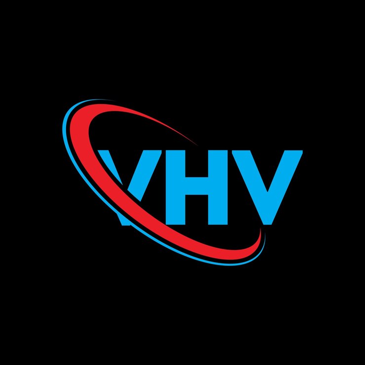 Vector el logotipo de vhv, la letra vhv, el diseño del logotipo, las iniciales, el logotipo vhv vinculado con un círculo y un monograma en mayúsculas, la tipografía vhv para el negocio tecnológico y la marca inmobiliaria.