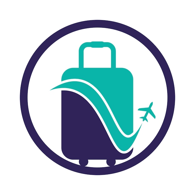 Logotipo de viaje Avión de vacaciones con bolsa Diseño Ilustración