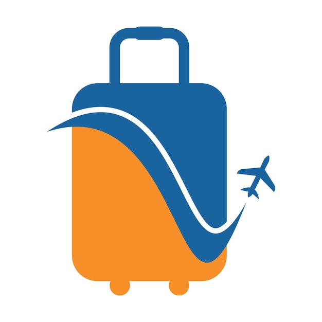 Logotipo de viaje Avión de vacaciones con bolsa Diseño Ilustración