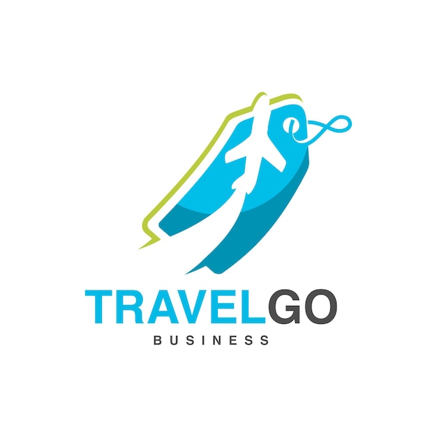 Logotipo de viaje con etiqueta de precio y concepto de avión Ilustración de amplificador de arte