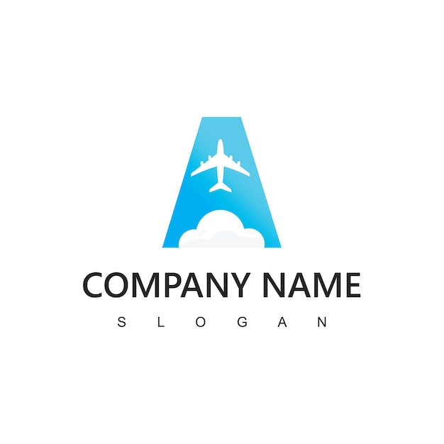 Logotipo de viaje Letra A logotipo de ilustración de avión