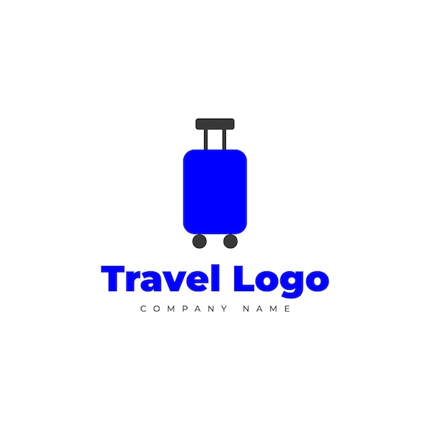 Logotipo de viaje de maleta azul para el nombre de la empresa