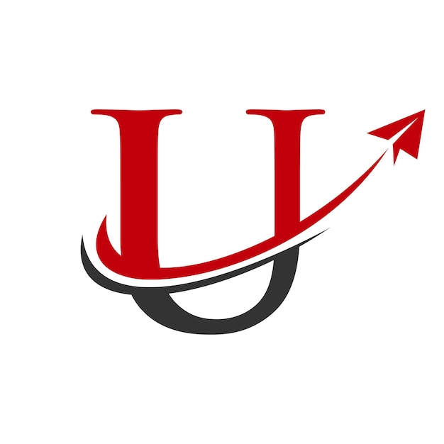 Logotipo de viaje en plantilla de vector de letra U Diseño de logotipo de viaje aéreo de letra U