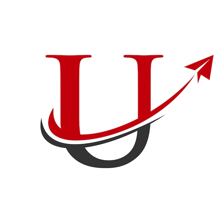 Vector logotipo de viaje en plantilla de vector de letra u diseño de logotipo de viaje aéreo de letra u