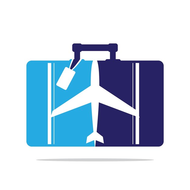 Logotipo de viaje Vacaciones Avión con bolsa Diseño Ilustración Vector de logotipo de la empresa de turismo y turismo