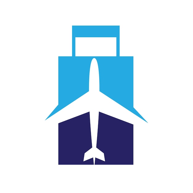 Logotipo de viaje Vacaciones Avión con bolsa Diseño Ilustración Vector de logotipo de la empresa de turismo y turismo