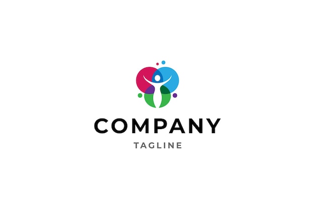 El logotipo de la vida de la salud de la mujer con una combinación de burbujas coloridas de diseño plano