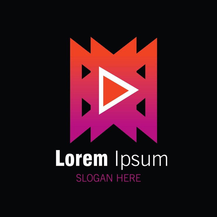 Vector logotipo video tecnología moderna para aplicación editable con color púrpura rojo y blanco archivo eps
