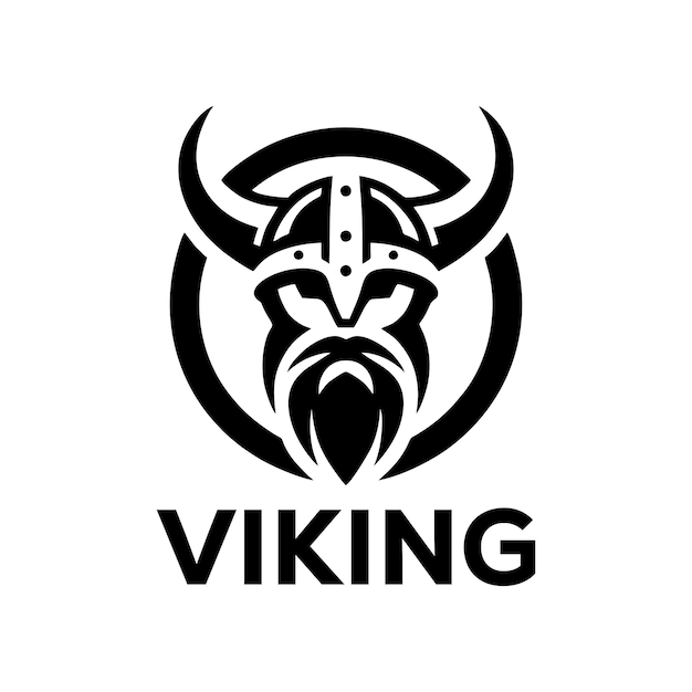 Vector logotipo viking simple en blanco y negro