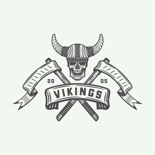 logotipo de vikingos, etiqueta