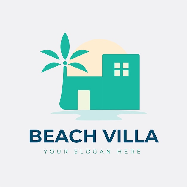 Vector logotipo de villa de playa vectorial libre