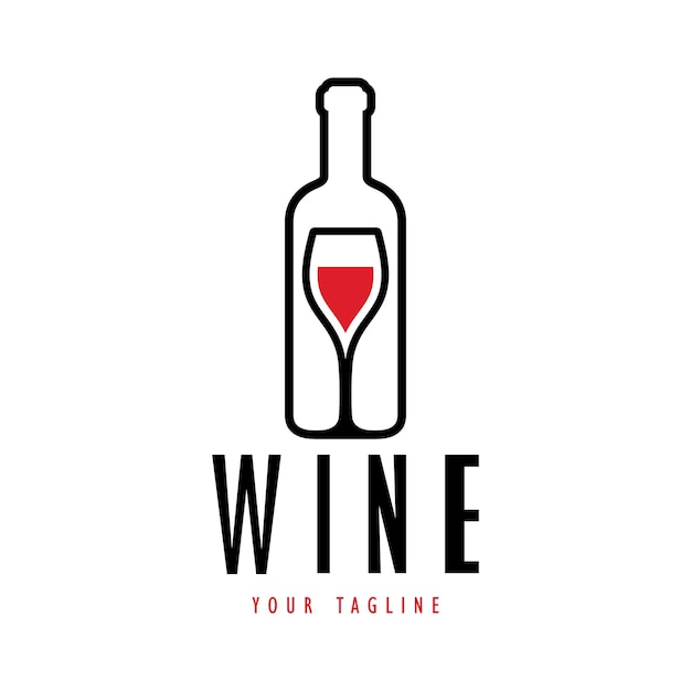 Logotipo del vino con copas y botellas de vino para discotecas, bares, cafés y tiendas de vino
