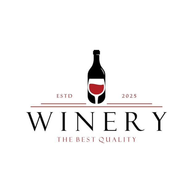 Logotipo del vino con copas y botellas de vino para discotecas, bares, cafeterías y tiendas de vino