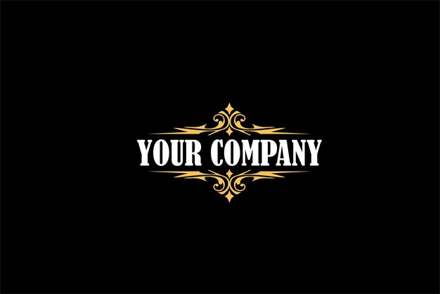 Logotipo vintage con adornos británicos Vector Premium