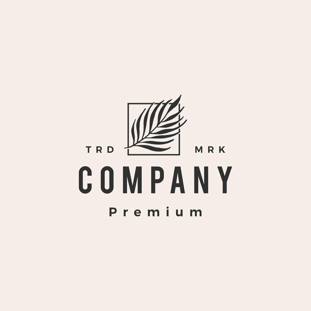 Logotipo vintage de areca palm square hipster