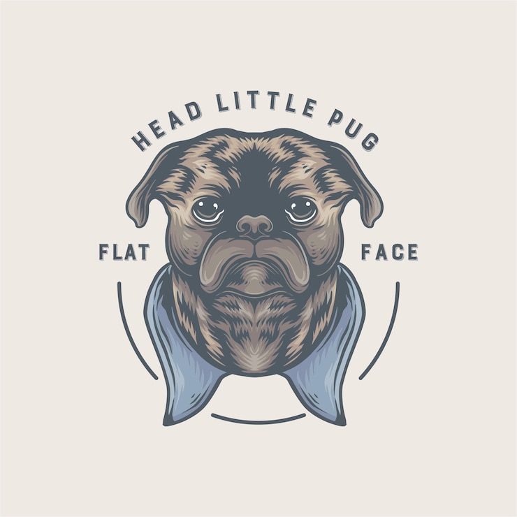 Vector logotipo vintage de cabeza pug