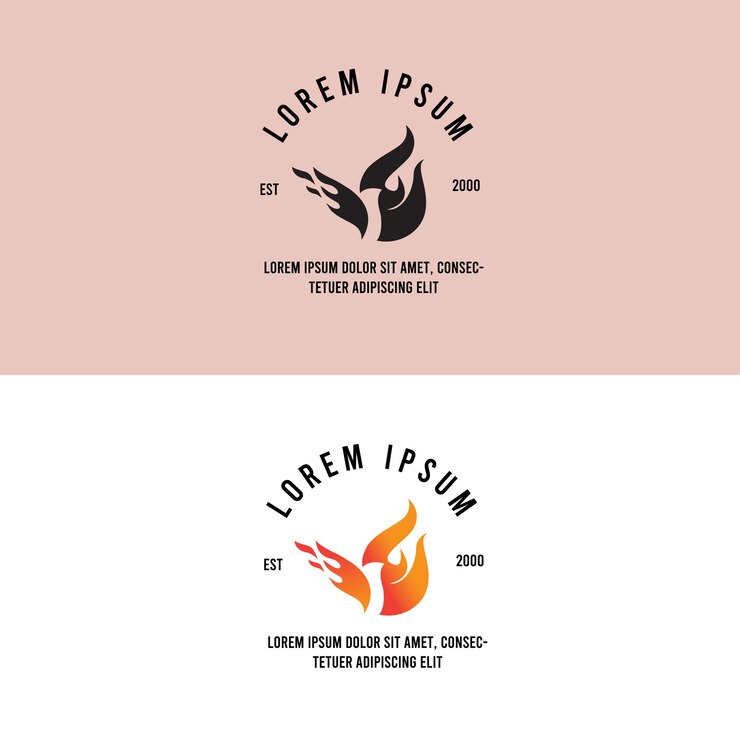 Vector logotipo vintage caliente de fuego de pájaro